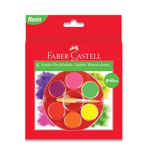 Vodové farby Jumbo 40 mm neonové, 6 farieb (#125006) Faber-Castell